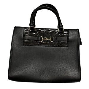 Anne Klein Black Convertible Satchel Hand Bag with Hardware